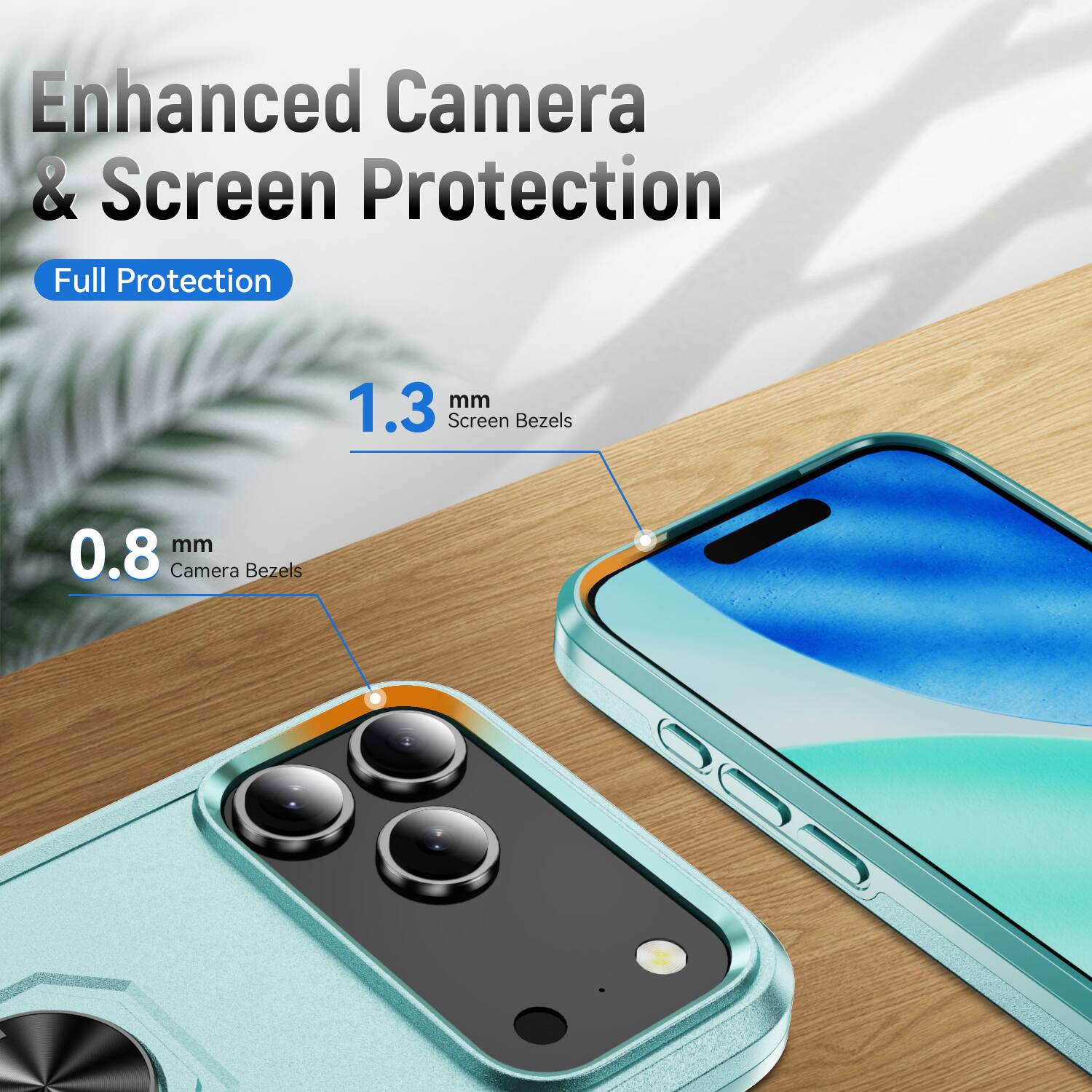 Enhanced Camera & Screen Protection  
Full Protection  
1.3 mm Screen Bezels  
0.8 mm Camera Bezels