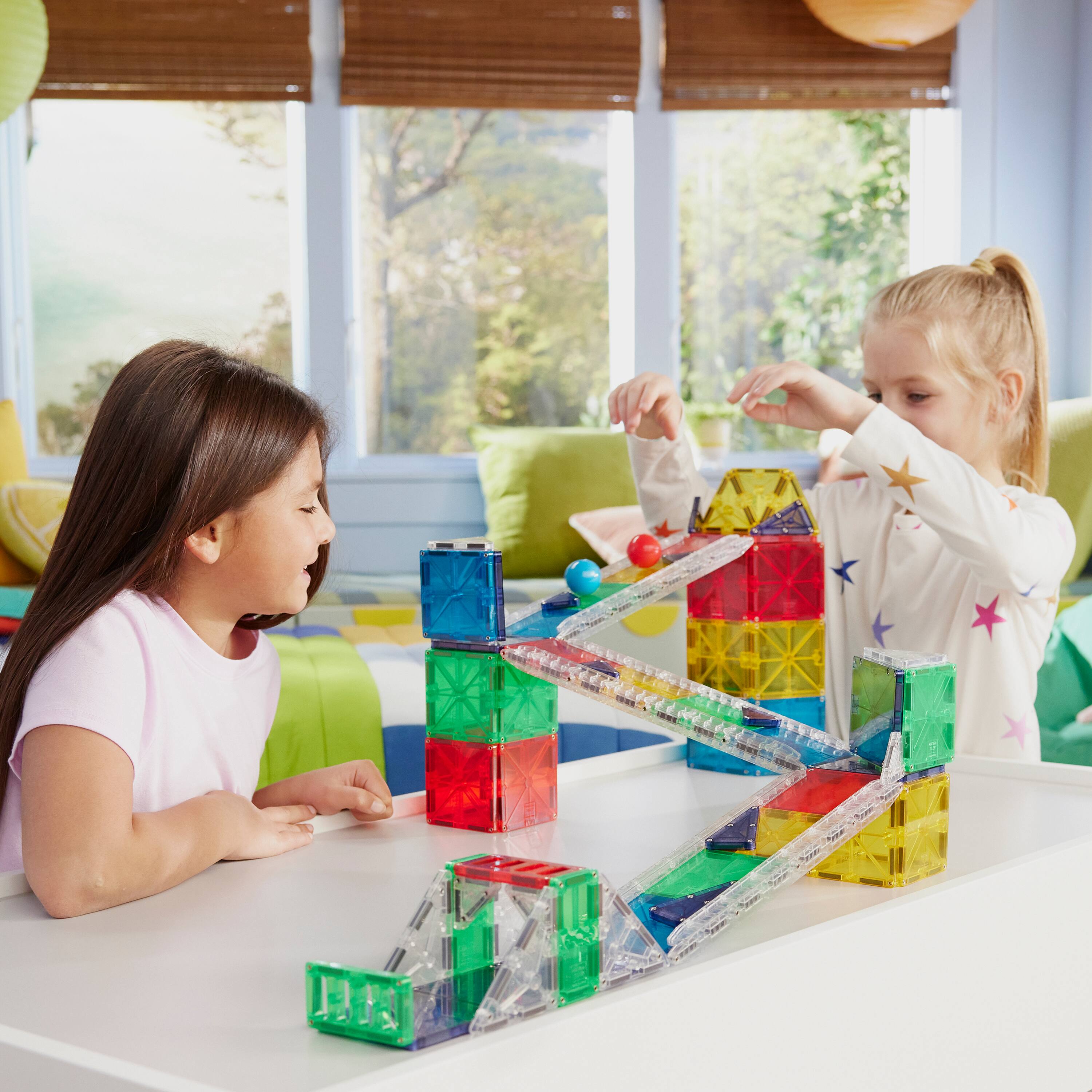 Back. Magna-Tiles - Rail Racers Deluxe 90-Piece Magnetic Construction Set, THE ORIGINAL MAGNA-TILES.