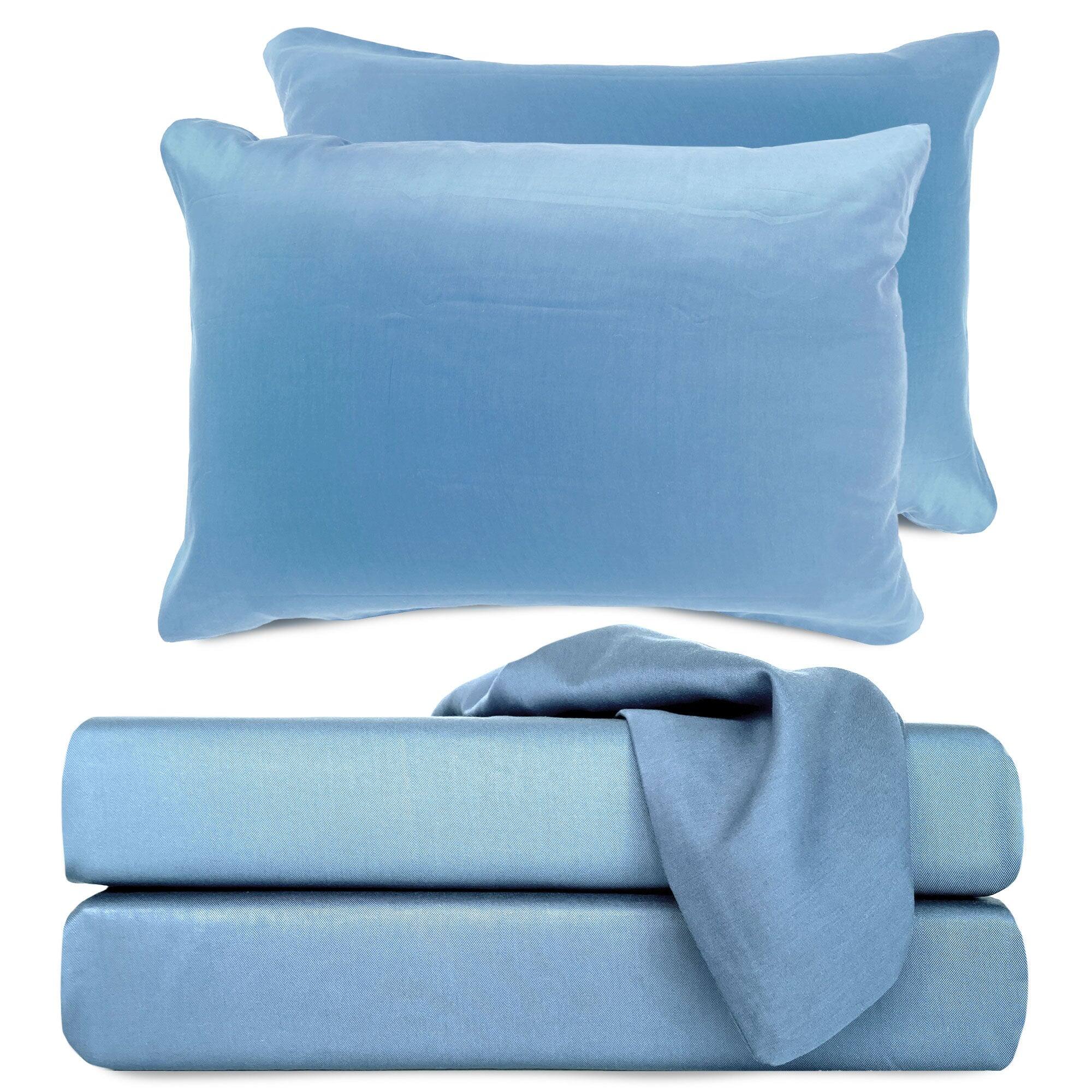 Front. BedVoyage - Luxury 100% viscose from Bamboo Bed Sheet Set - Blue.