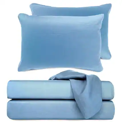 Front. BedVoyage - Luxury 100% viscose from Bamboo Bed Sheet Set - Blue.