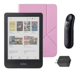 Kobo - Clara Colour (Black) eReader with Black Remote & AC Bundle - 2024 - Candy Pink SleepCover
