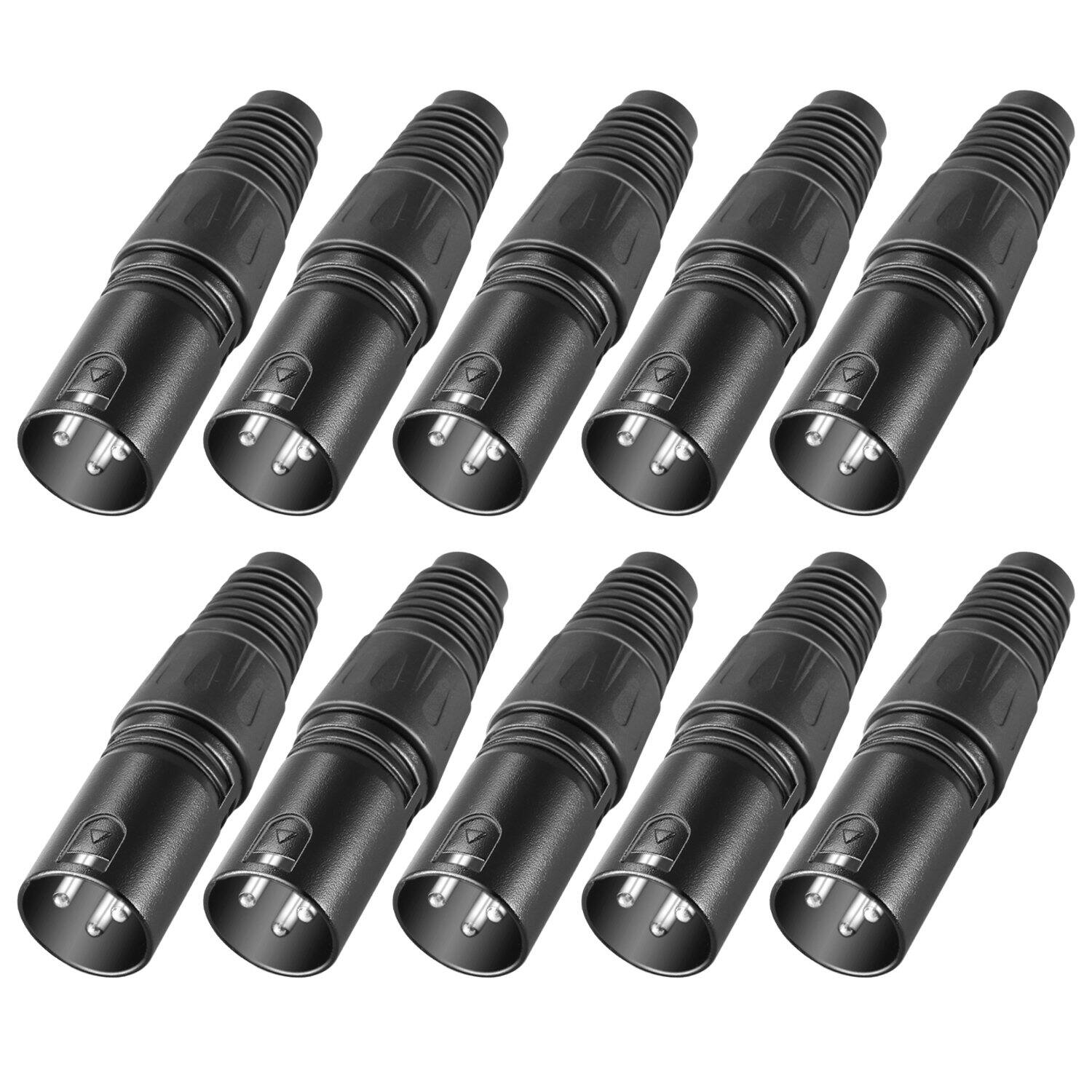 Back. Neewer - 20-Pack 3-Pin XLR Charger Connector Set, 10 Male & 10 Female, Zinc Alloy - Black.