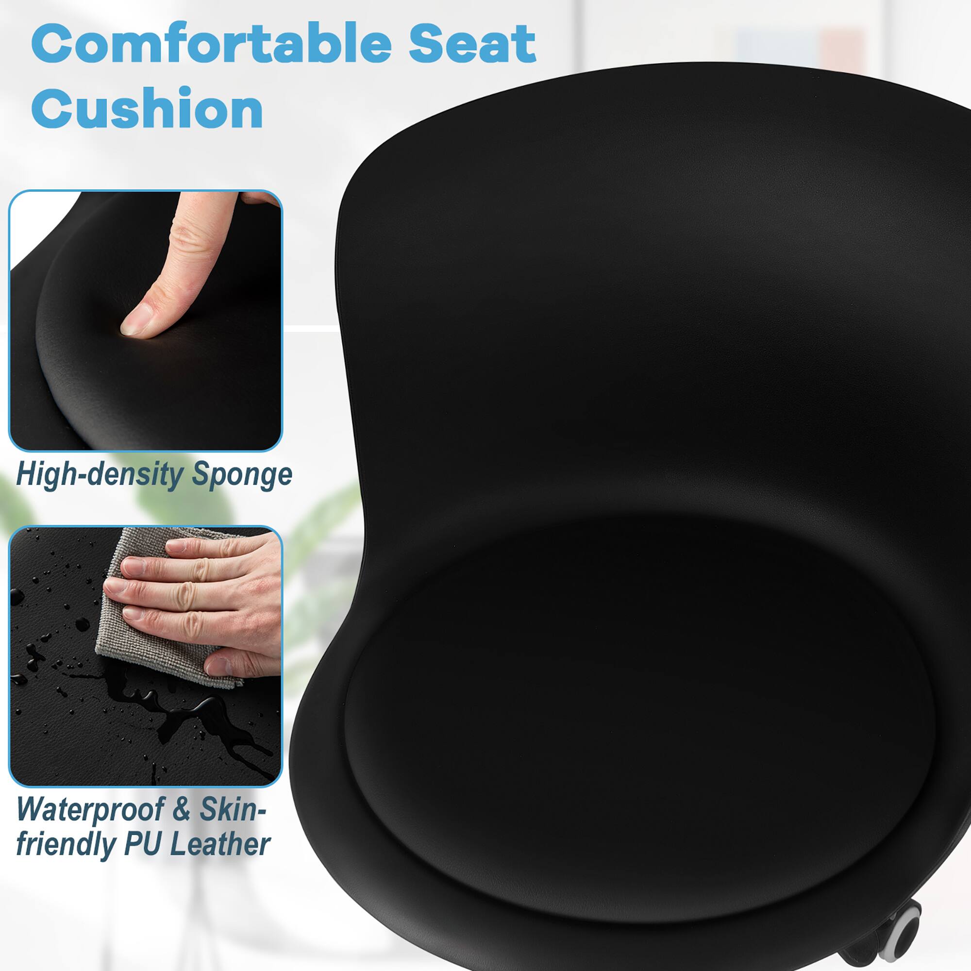 Comfortable Seat Cushion High-density Sponge Waterproof & Skin-friendly PU Leather