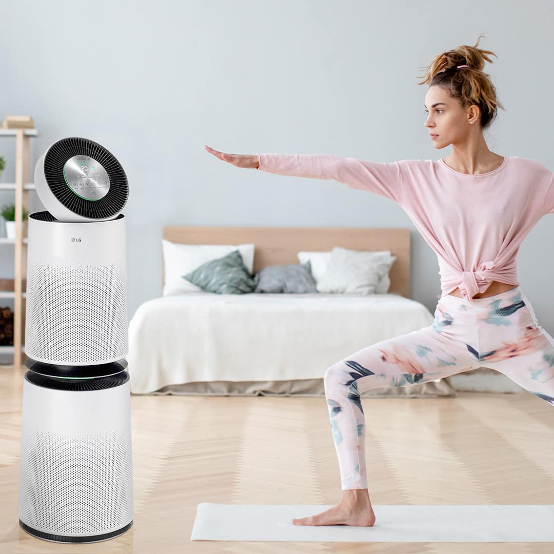 Best Buy LG PuriCare 360 512 Sq. Ft. Smart Double HEPA Air Purifier White AS560DWR0