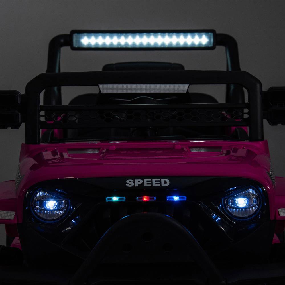 Angle. BreeBe - 12V Kids ride on Electric Truck Car with Parental Control, 2WD, 4-Wheel Suspension, USB, MP3, Bluetooth, LED, Age 1-4 - Pink.