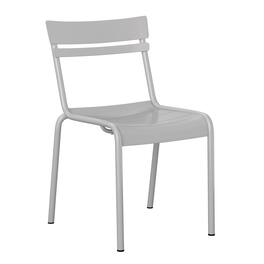 Emma + Oliver - Rennes Armless Powder Coated Steel Stacking Dining Chair with 2 Slat Back for Indoor-Outdoor Use - Silver