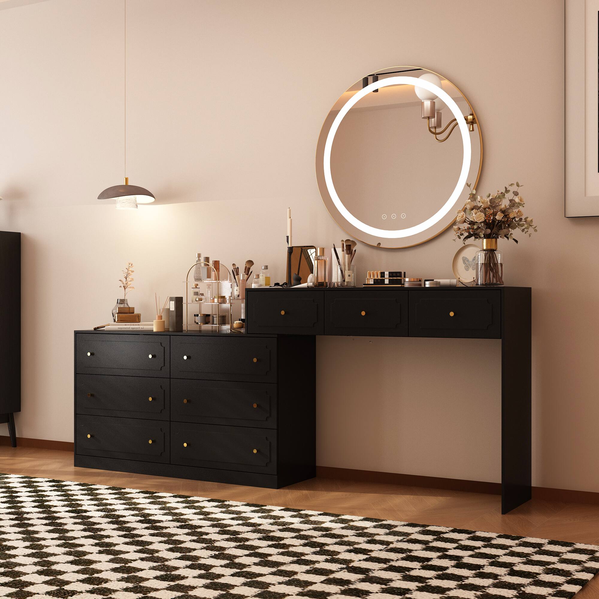 Alt View 4. Famapy - Famapy Transformable Multi - Drawer Dresser: Vanity & Storage All - in - One - Black.