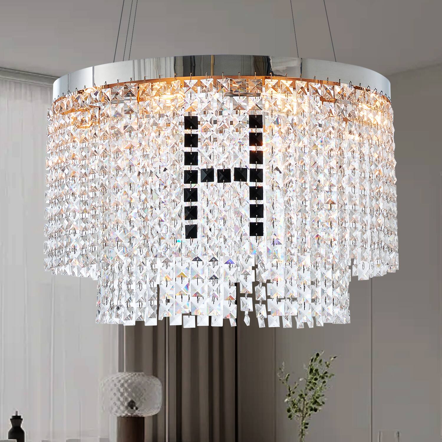 Front. APRILSOUL - Modern Crystal Chandelier for Living-Room Round Cristal Lamp Luxury Home Decor Light Fixture.