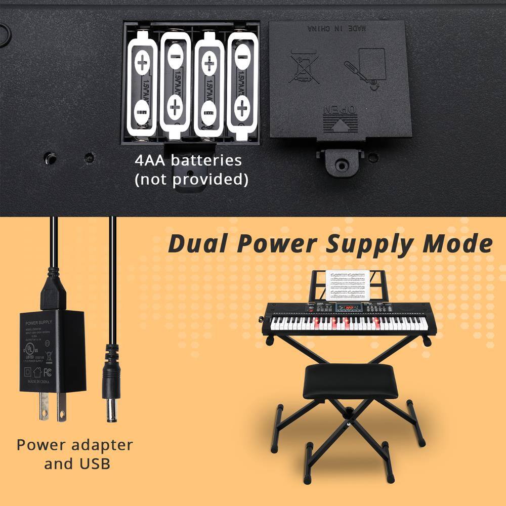 Sure, here is the corrected and grouped text from the image:

---

**CHINA MADE**

**4AA batteries (not provided)**

**Dual Power Supply Mode**

**Power adapter and USB**

---

**Power Supply**

**MADE IN CHINA**

**OPEN**

**DANGER**

**Power adapter and USB**

---

**Dual Power Supply Mode**

**4AA batteries (not provided)**

---

**Power adapter and USB**