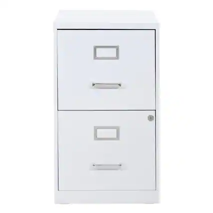 Front. OSP Home Furnishings - 2 Drawer Locking Metal File Cabinet - White.
