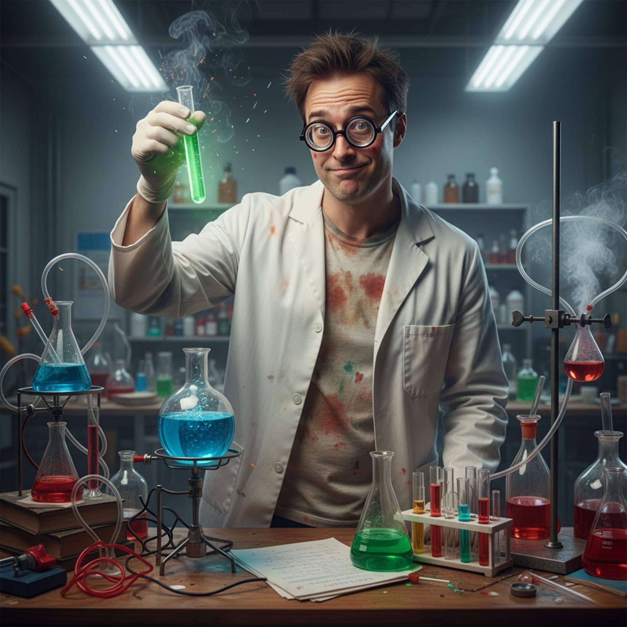 Alt View 10. Smiffys - Round Nerd Glasses Adult Costume - Black.