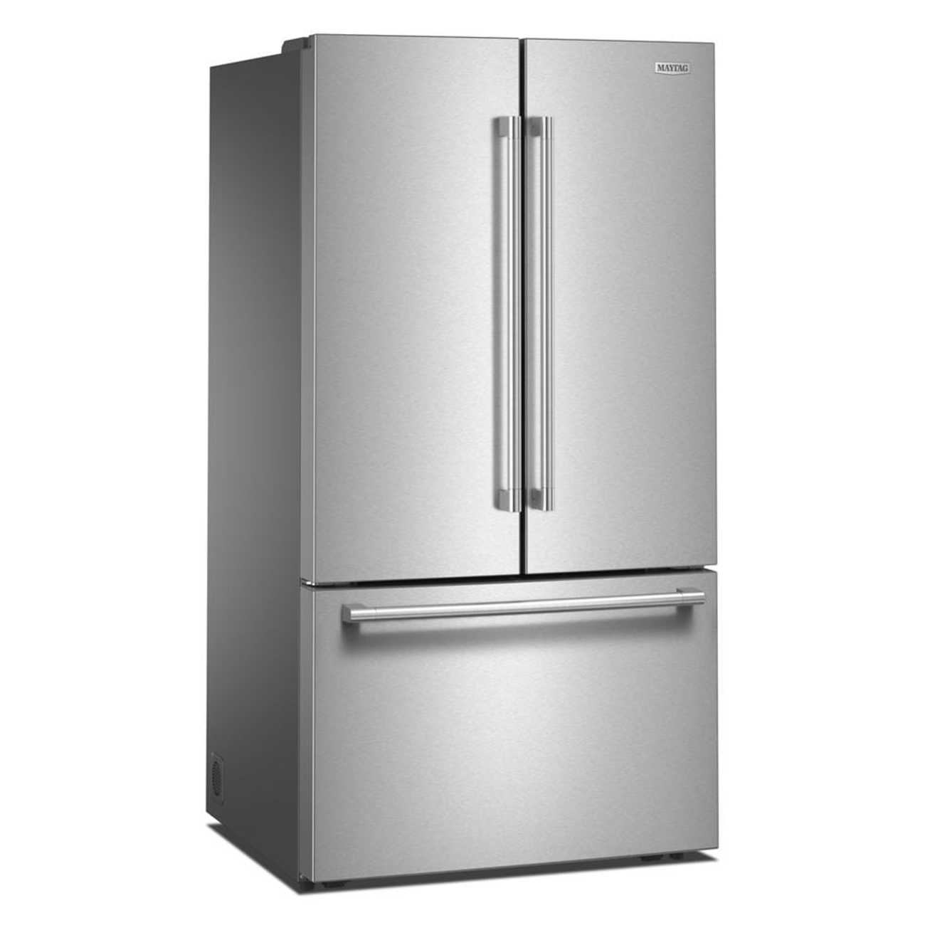 Angle. Maytag - Maytag - Maytag 31 Cu. Ft. XL Capacity French Door Bottom Mount Refrigerator with Ice + Water - Fingerprint-Resistant Stainless Finish.
