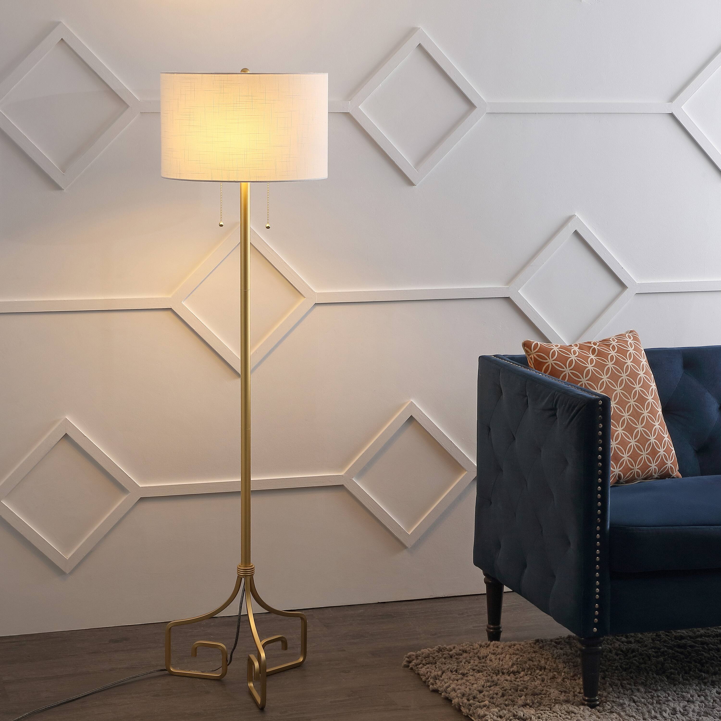 Alt View 1. Jonathan Y - Newman 61.5" Transitional Glam Metal LED Floor Lamp, Gold Painting - Gold Painting.