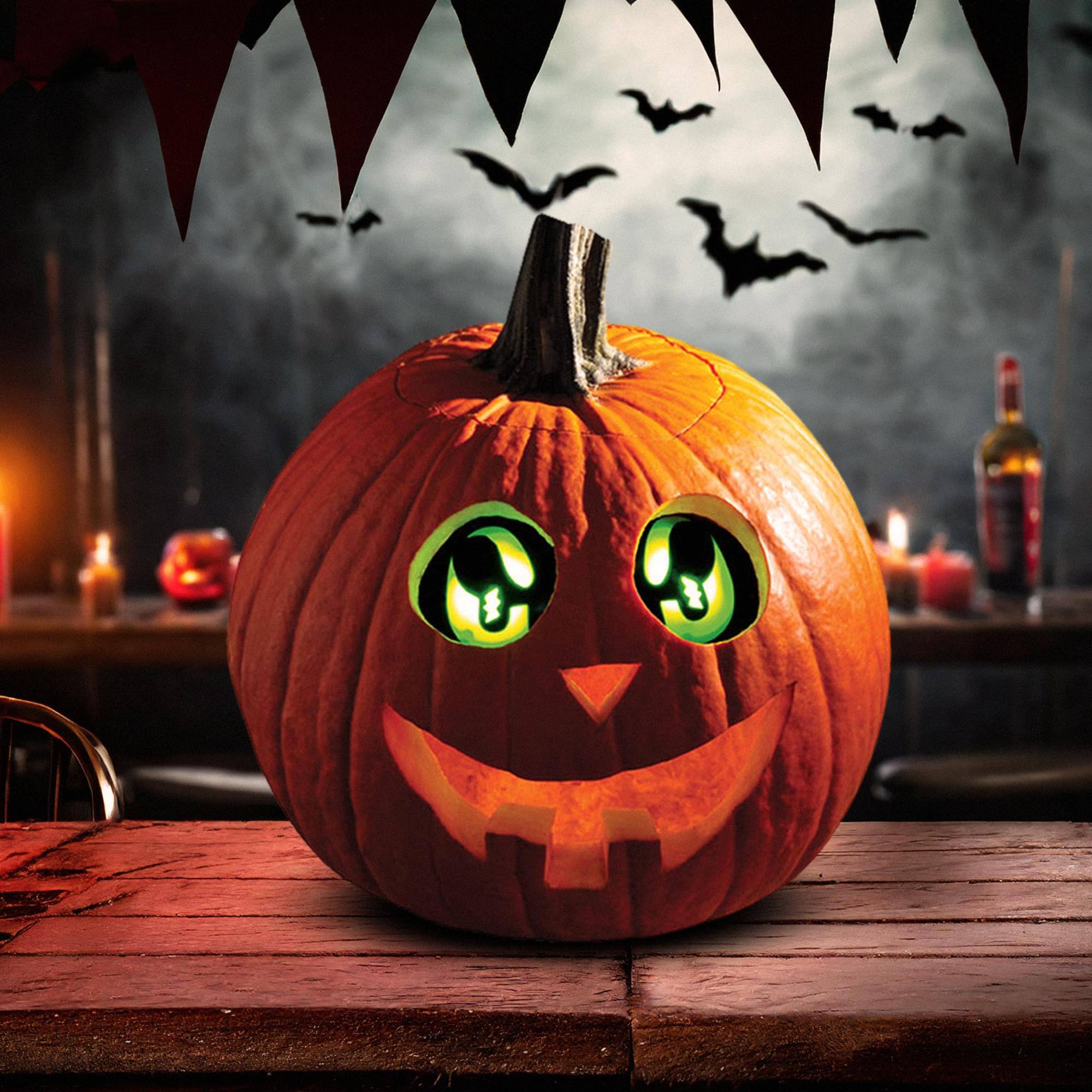 Alt View 10. Funworld - Eerie Light-Up Pumpkin Eyes Halloween Decoration | Green - Green.