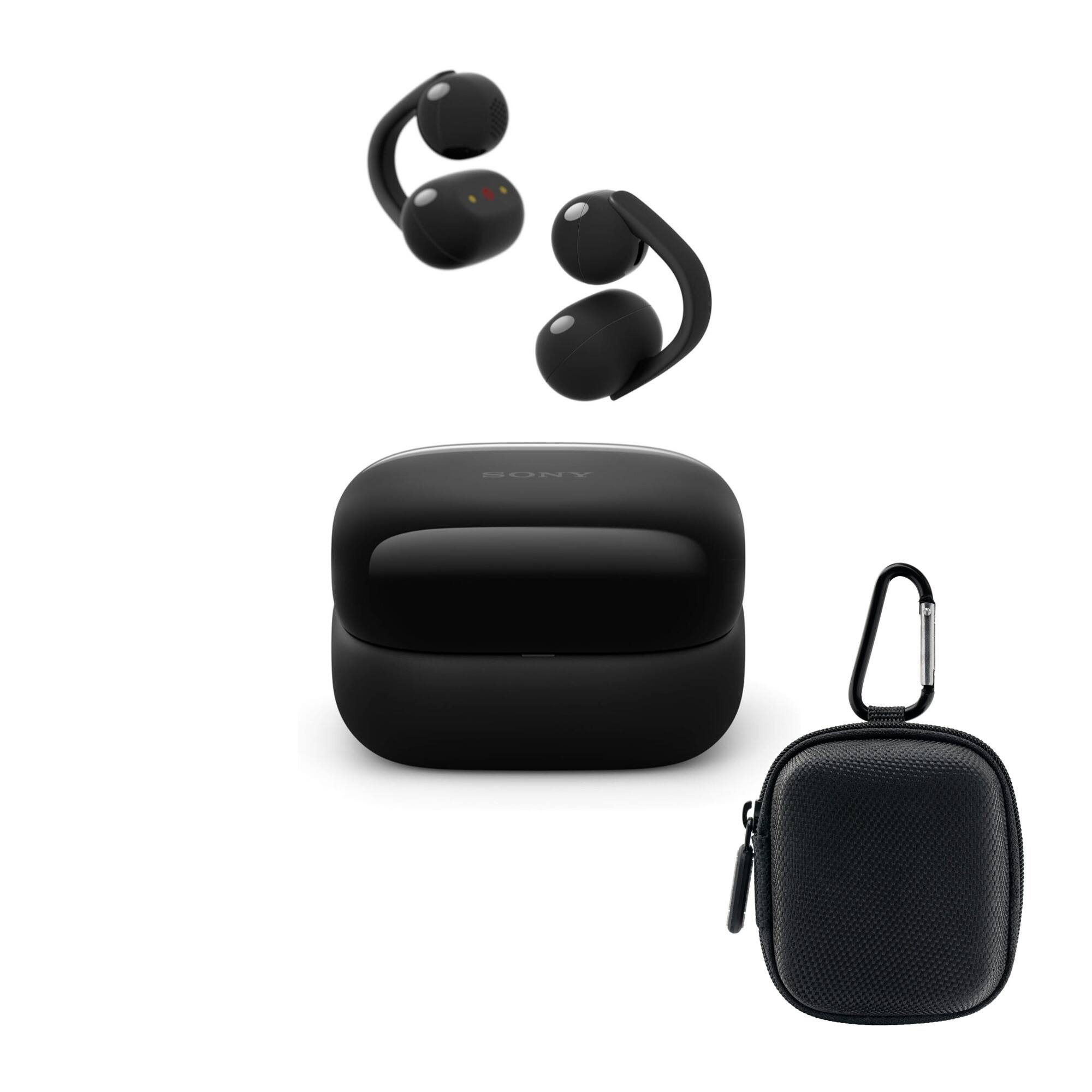 Angle. Sony - Sony LinkBuds Clip Open-Ear Truly Wireless Earbuds with Case Bundle (Black).