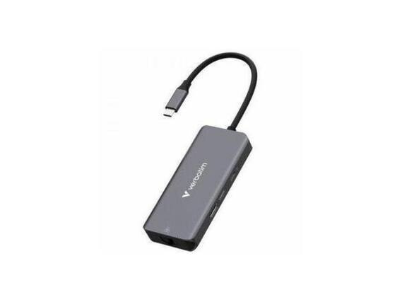 Front. Verbatim - Verbatim USB-C Hub - 6 Ports, 4K, 4 USB-A, 1 USB-C.