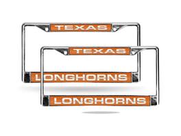 Rico Industries - Texas Longhorns Chrome Metal Laser Cut License Plate Frame - Set of Two Frames - Multi