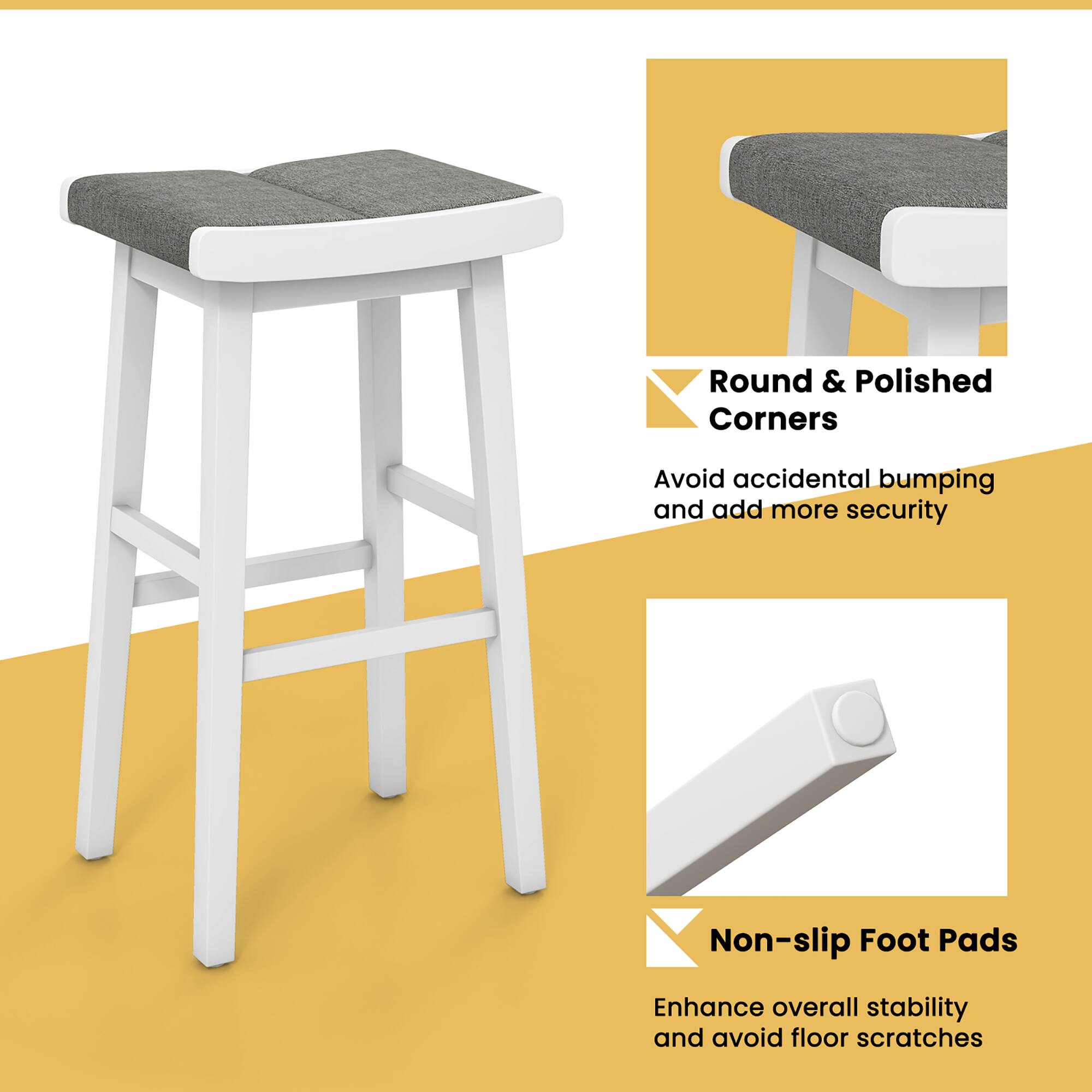 1. Round & Polished Corners: Avoid accidental bumping and add more security.
2. Non-slip Foot Pads: Enhance overall stability and avoid floor scratches.
