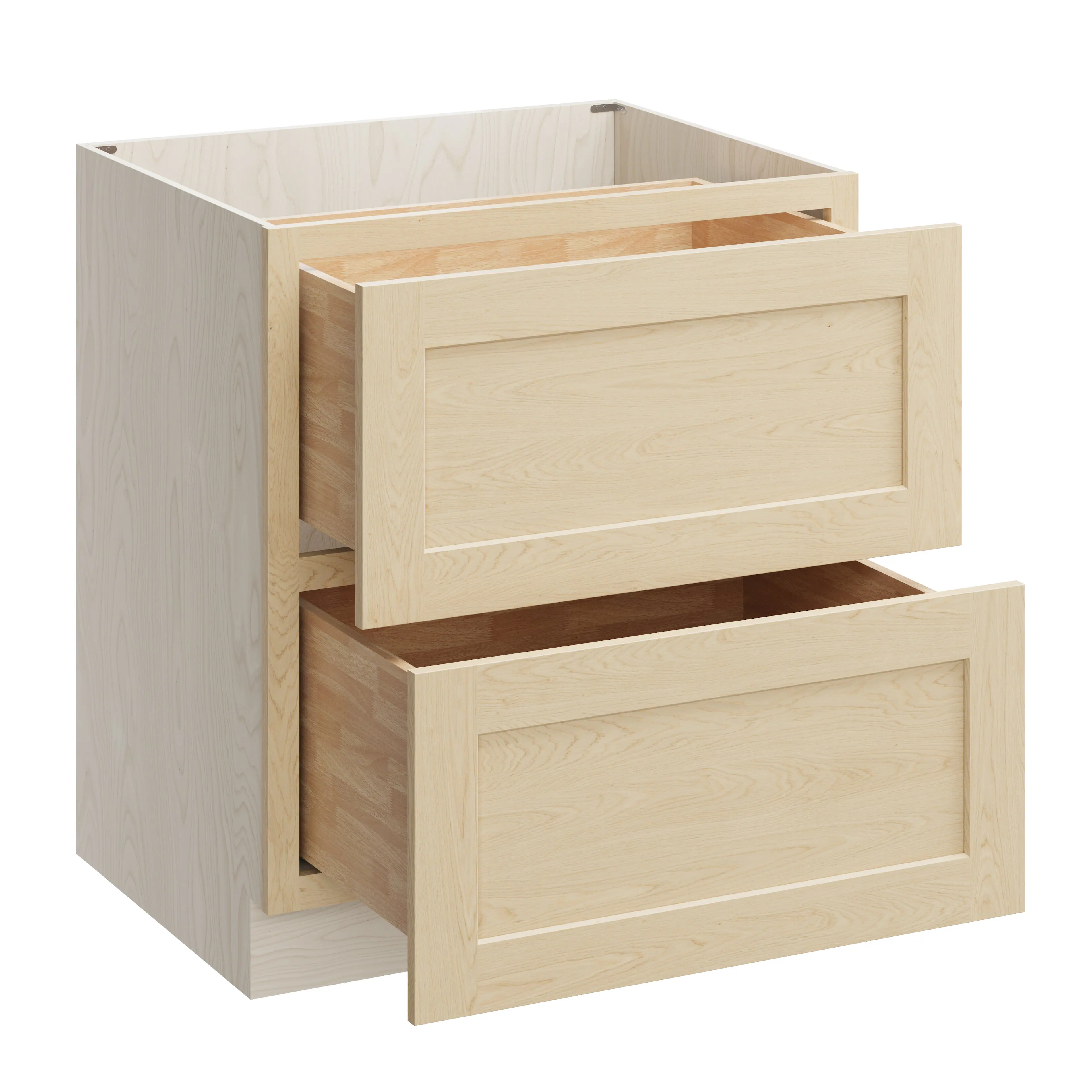 Alt View 1. Boyel Living - 30 Inch Versa Shaker Natural Wood 2 Drawer Base Cabinet Unfinished - Versa Shaker.