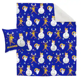 Pegasus - Los Angeles Rams Holiday Reindeer Blanket and Pillow Combo Set - Multicolor