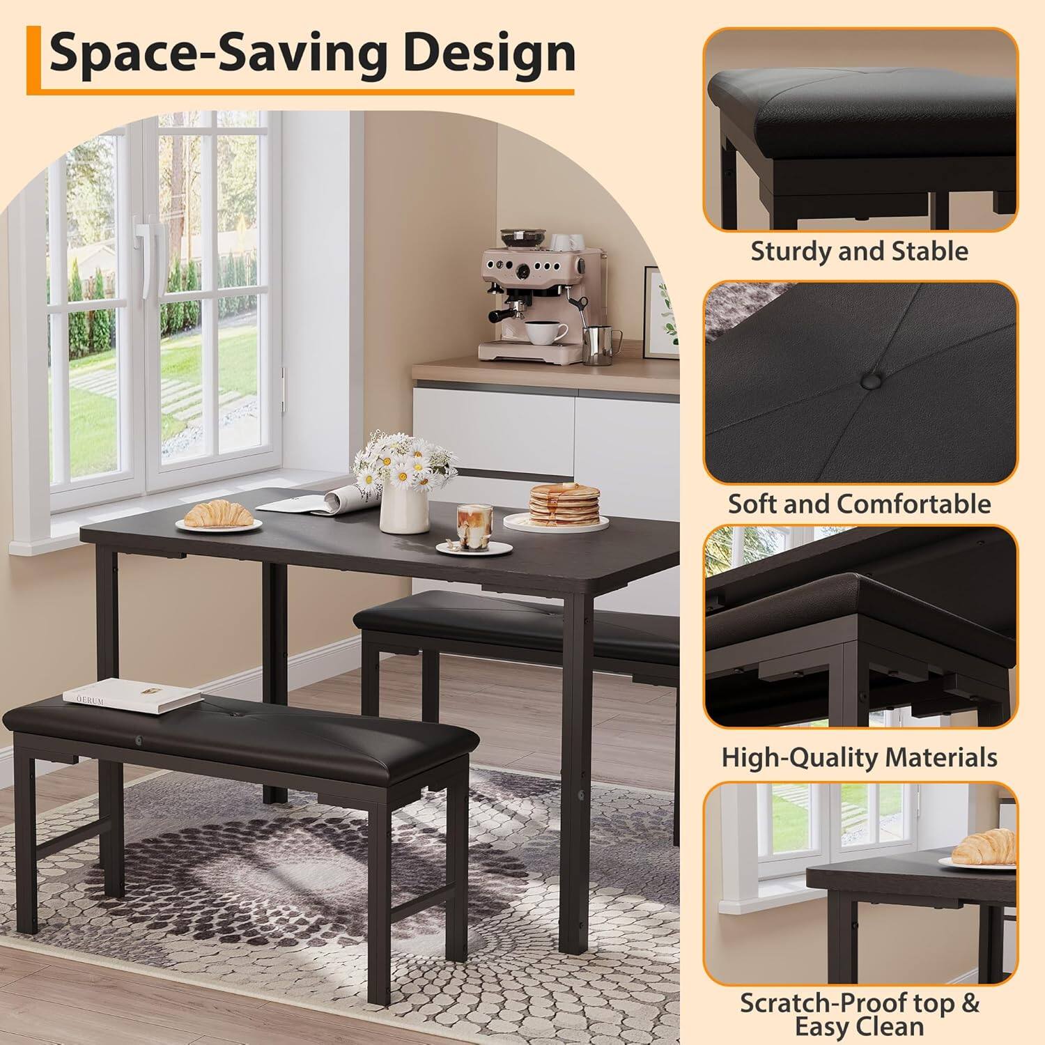 Space-Saving Design

- Sturdy and Stable
- Soft and Comfortable
- High-Quality Materials
- Scratch-Proof top & Easy Clean