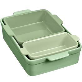 Best Choice Products - Ceramic Bakeware Set of 3 Casserole, Loaf, and Square Dishes w/ Handles - Sage Green