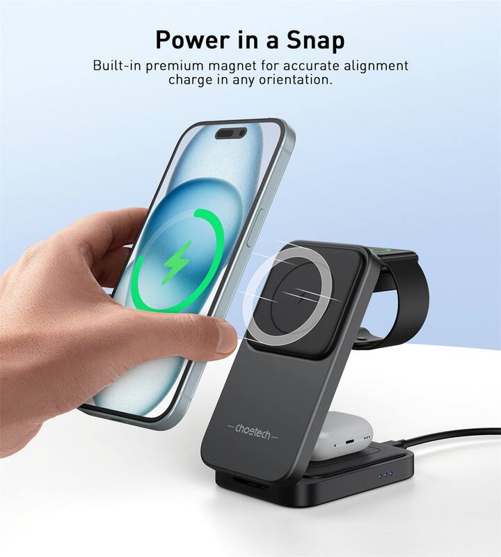 Power in a Snap  
Built-in premium magnet for accurate alignment charge in any orientation.  
choetech