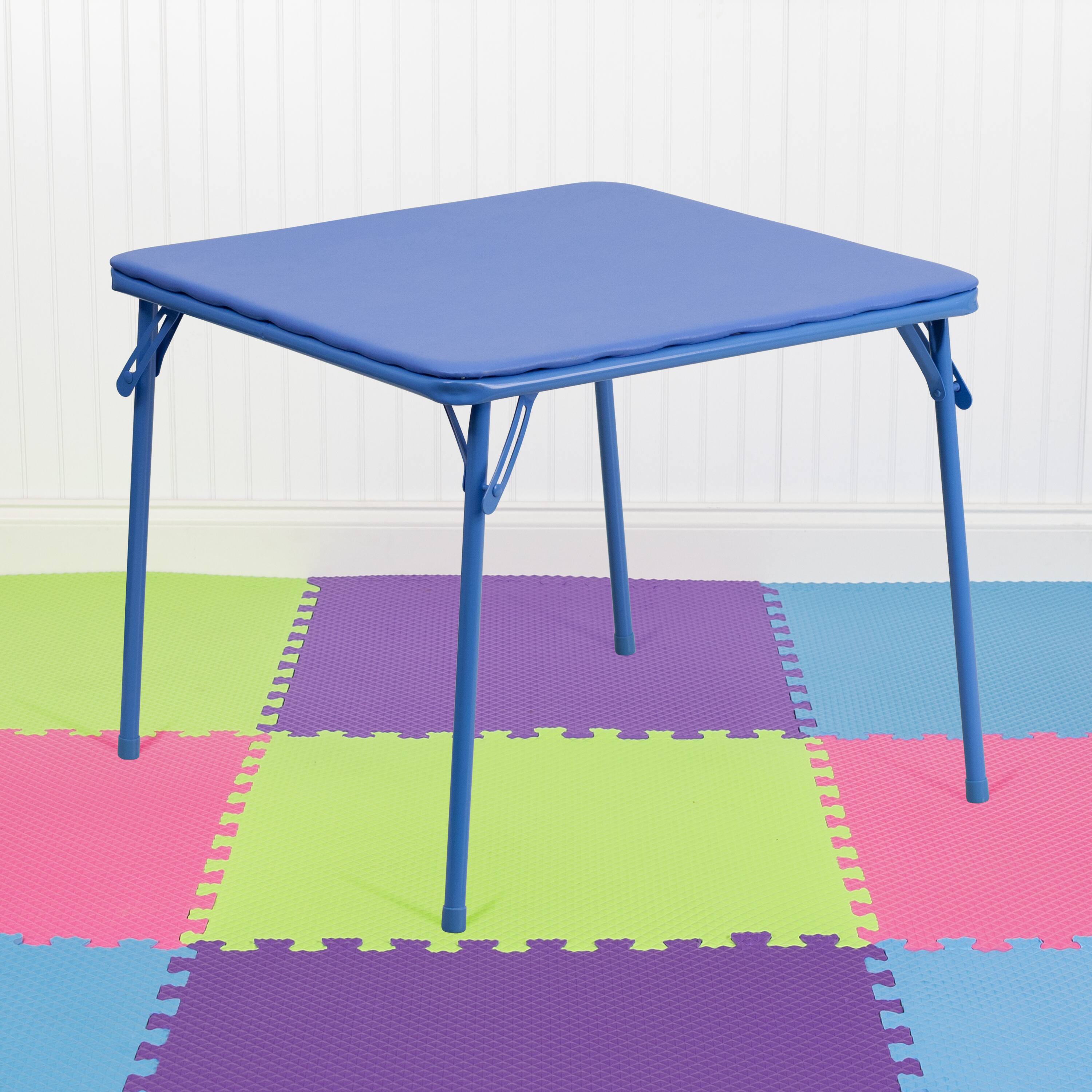 Alt View 1. Emma + Oliver - Kids Folding Game and Activity Table - Toddler Table for Daycare Center - Blue.