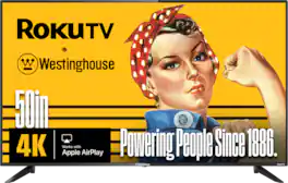 Westinghouse - 50" Smart ROKU TV, 4K UHD Flat Screen, Wi-Fi, Bluetooth, Mobile App, AirPlay, Alexa & Google Assistant
