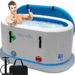 SereneLife - Inflatable Insulated Cold Plunge Tub, One-Person Ice Bath, 105 Gallon Capacity, Recovery Pod – SLCPTBOV50 - Portable