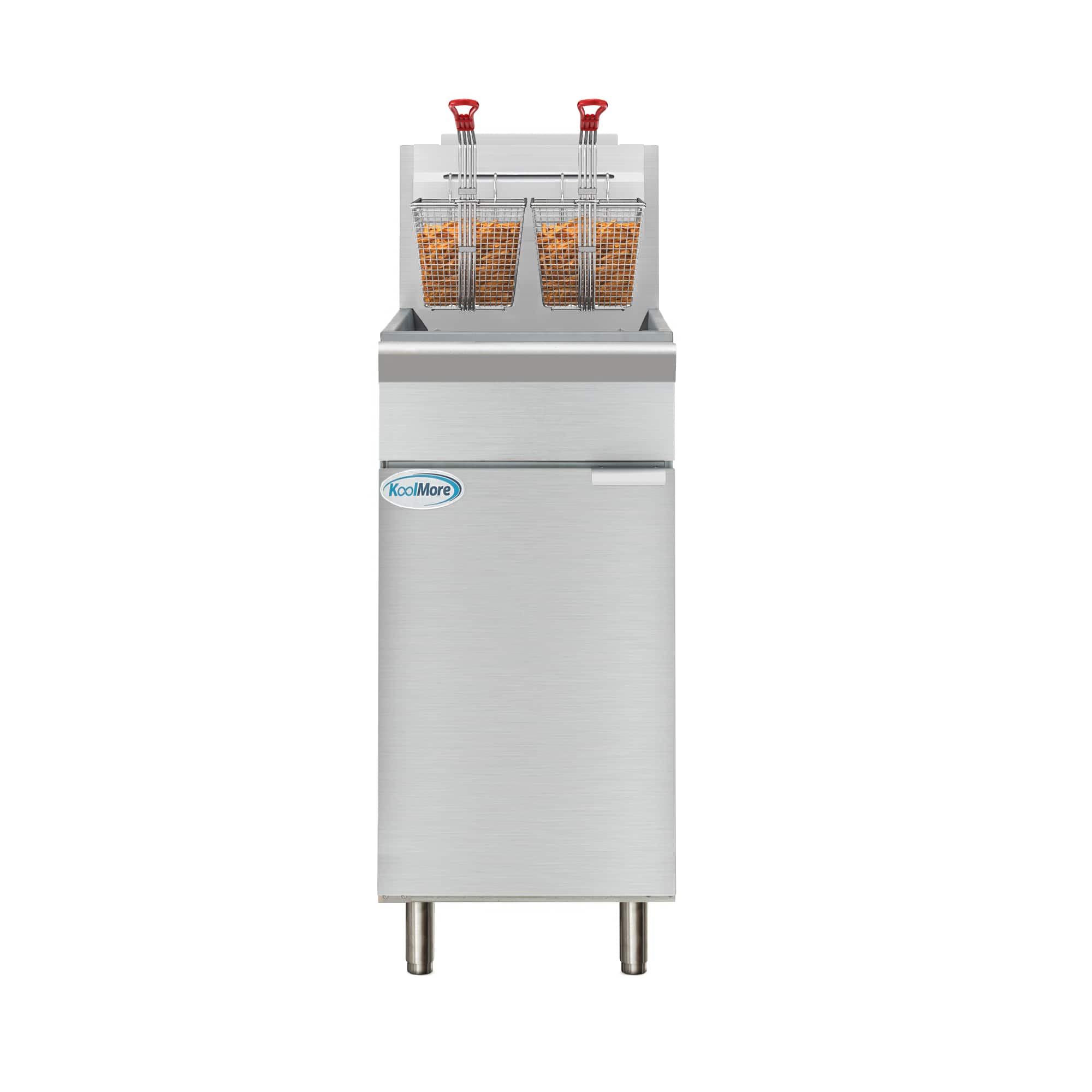 Koolmore - 40 lb. Floor Standing Liquid Propane Commercial Fryer with 90,000 BTU in Stainless-Steel, ETL Listed (KM-FDF40-LP) - Silver