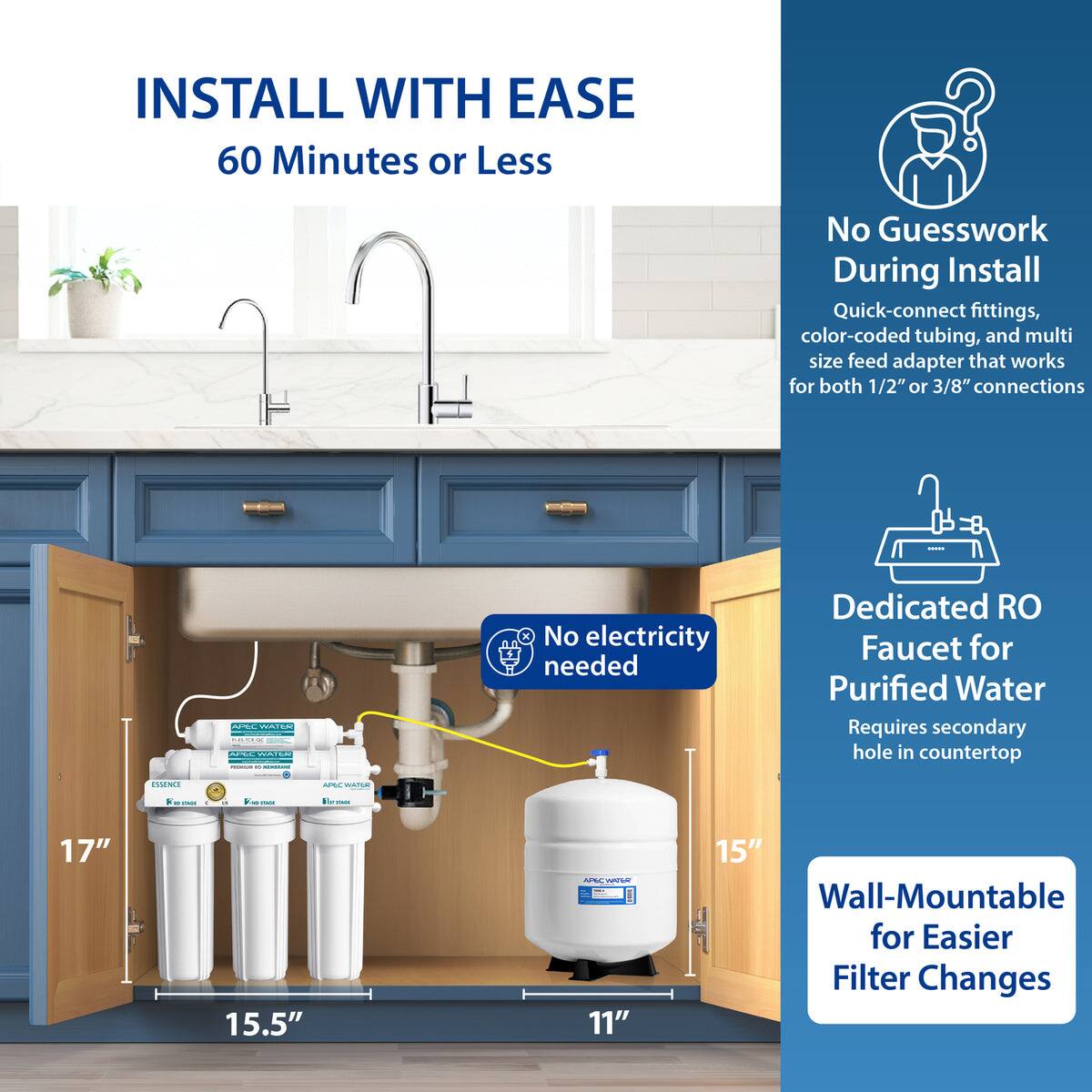 APEC Water 5 Stage Under Sink Reverse Osmosis Water Filter System