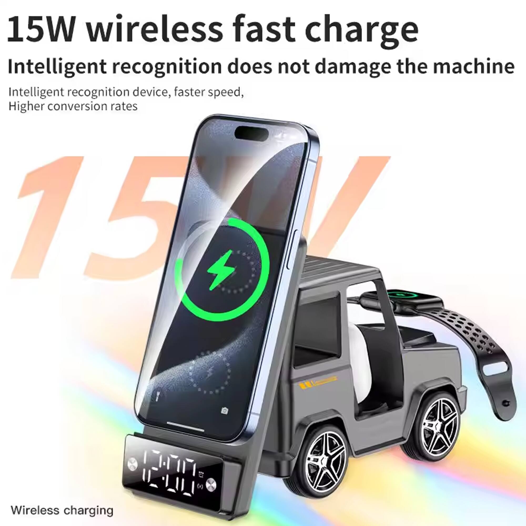 15W wireless fast charge  
Intelligent recognition does not damage the machine  
Intelligent recognition device, faster speed, Higher conversion rates  

Wireless charging