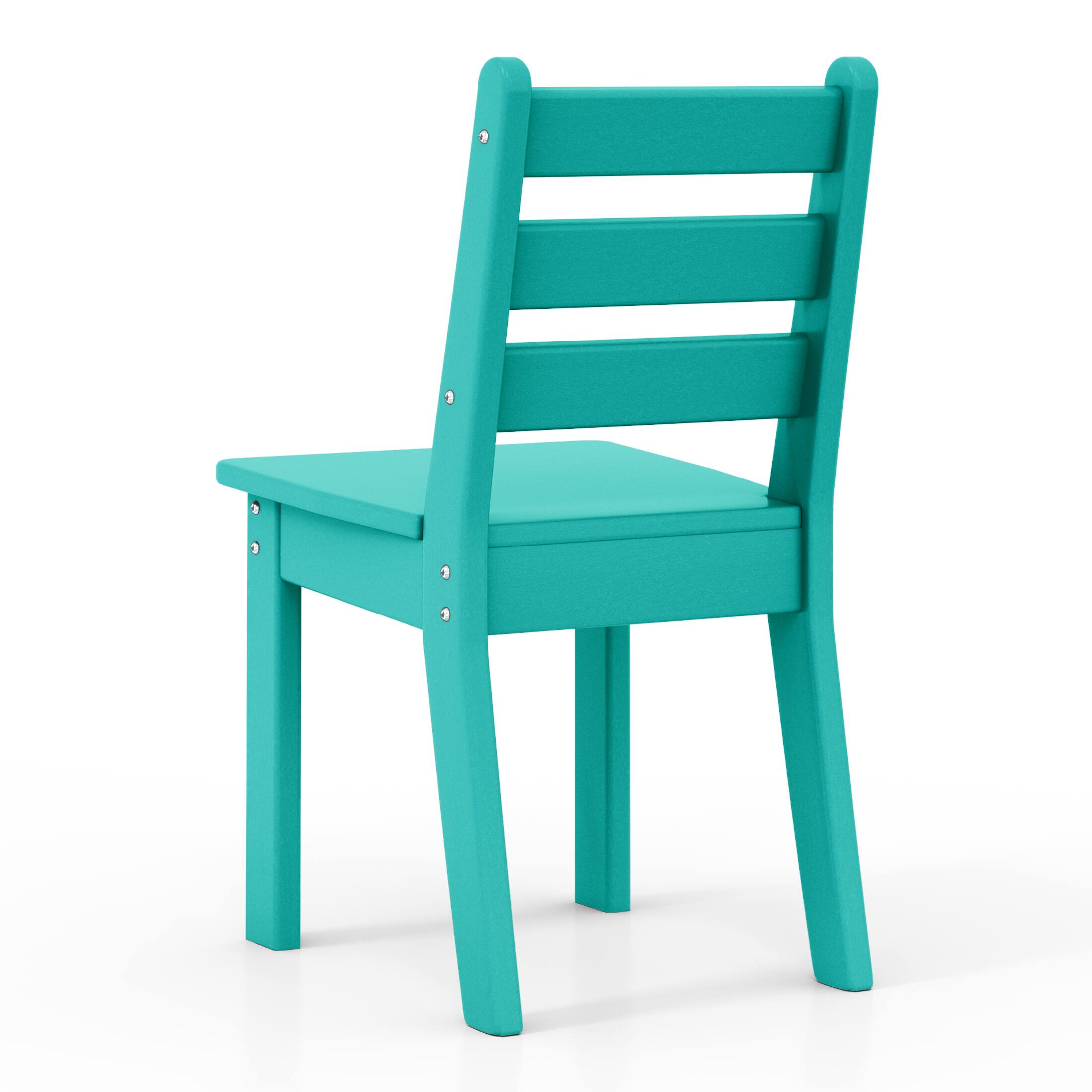 Alt View 2. WestinTrends - WestinTrends Treehouse Outdoor HDPE Kids Plastic Toddler Dining Chair (Set of Two) - Turquoise.