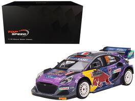 Top Speed - Ford Puma Rally1 #19 Sebastien Loeb - Isabelle Galmiche M-Sport Ford WRT Winner Monte Carlo Rally (2022) 1/18 Model Car - Multicolor