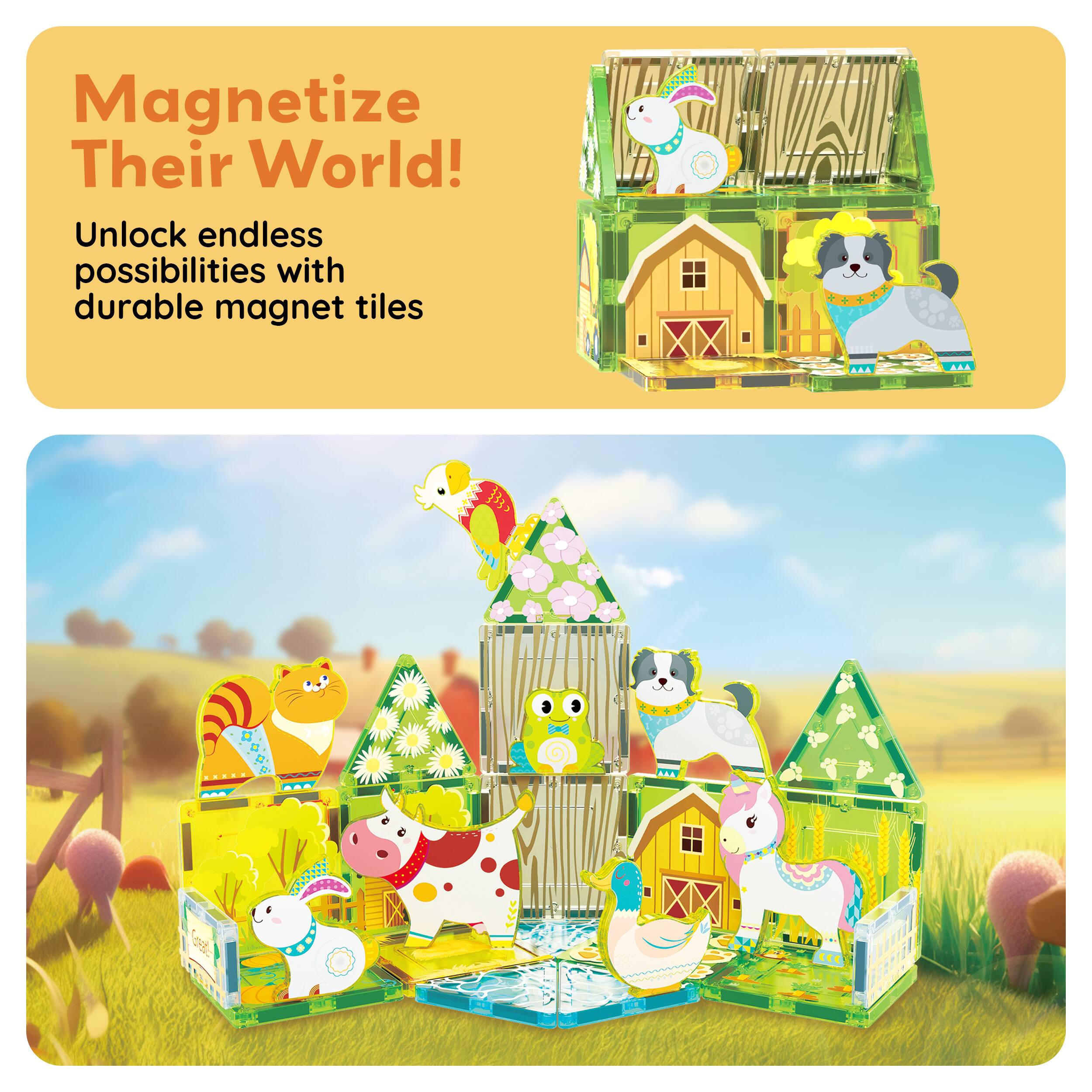 Magnetize Their World!  
Unlock endless possibilities with durable magnet tiles