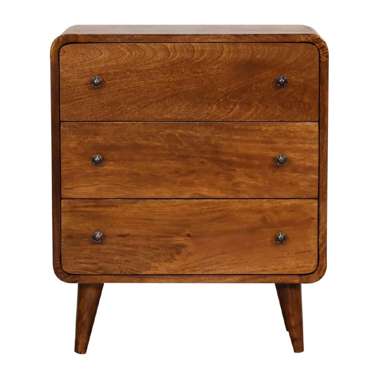 Angle. Artisan Furniture - Artisan Furniture Solid Wood Mini Curved Chestnut Chest, 3 Drawers, Brown - Brown.