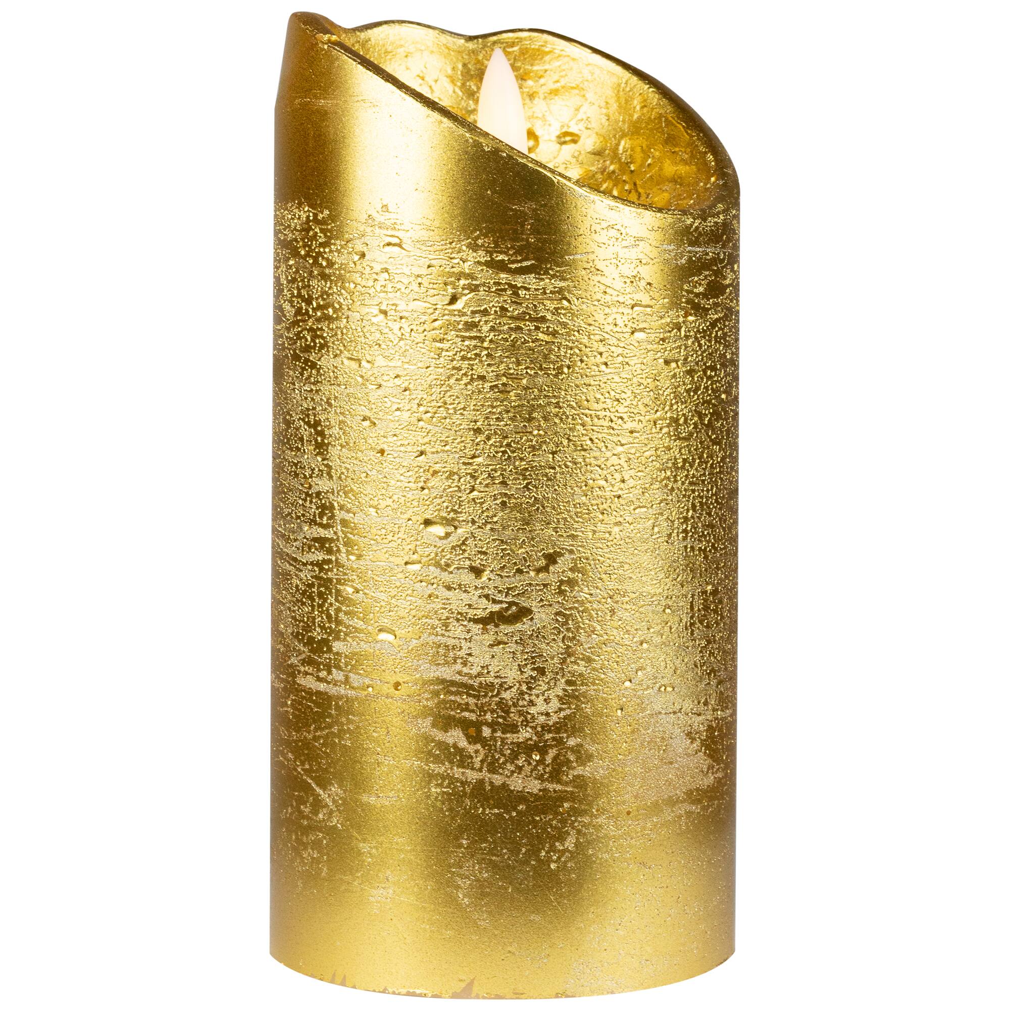 Alt View 3. Northlight - LED Lighted Flameless Flickering Pillar Christmas Candle - 6" - Gold - Gold.