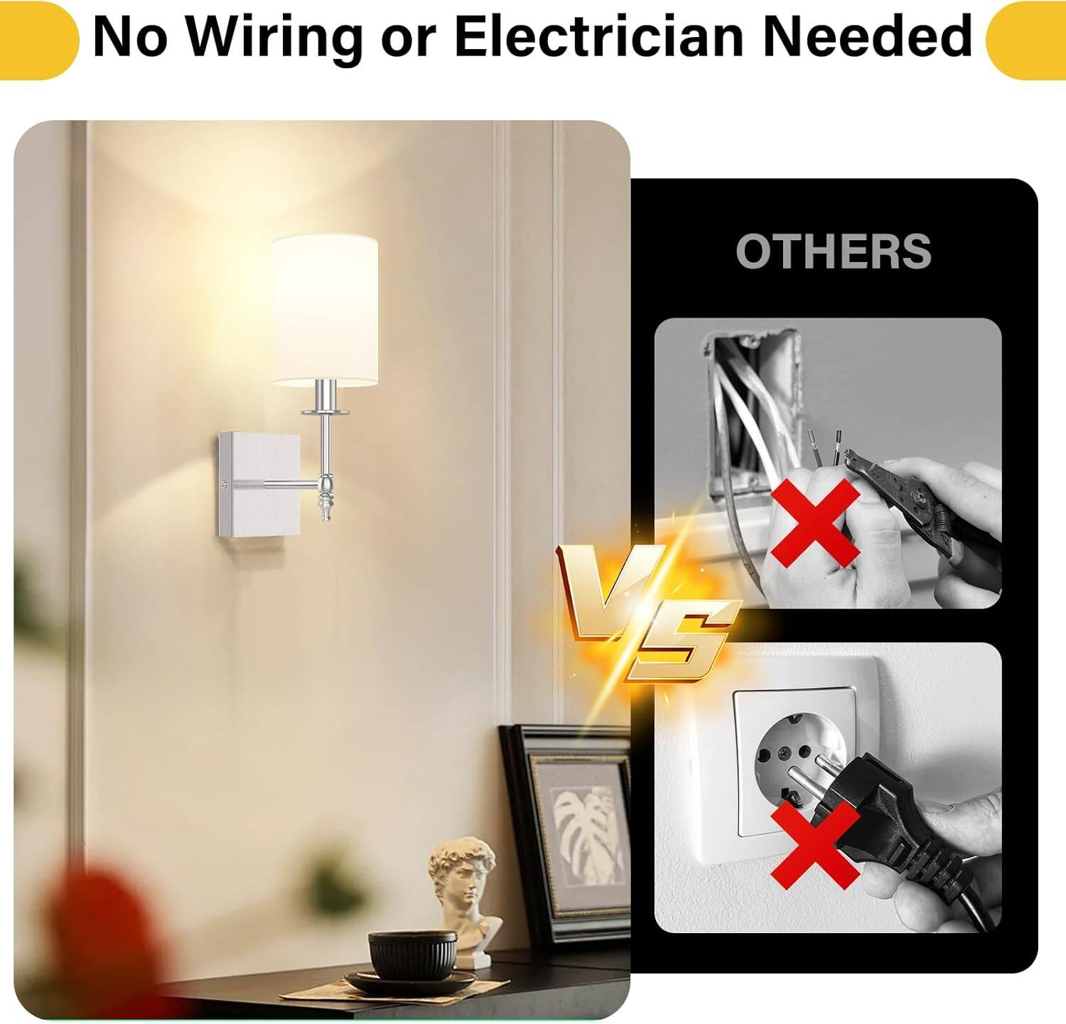 No Wiring or Electrician Needed

OTHERS

VS