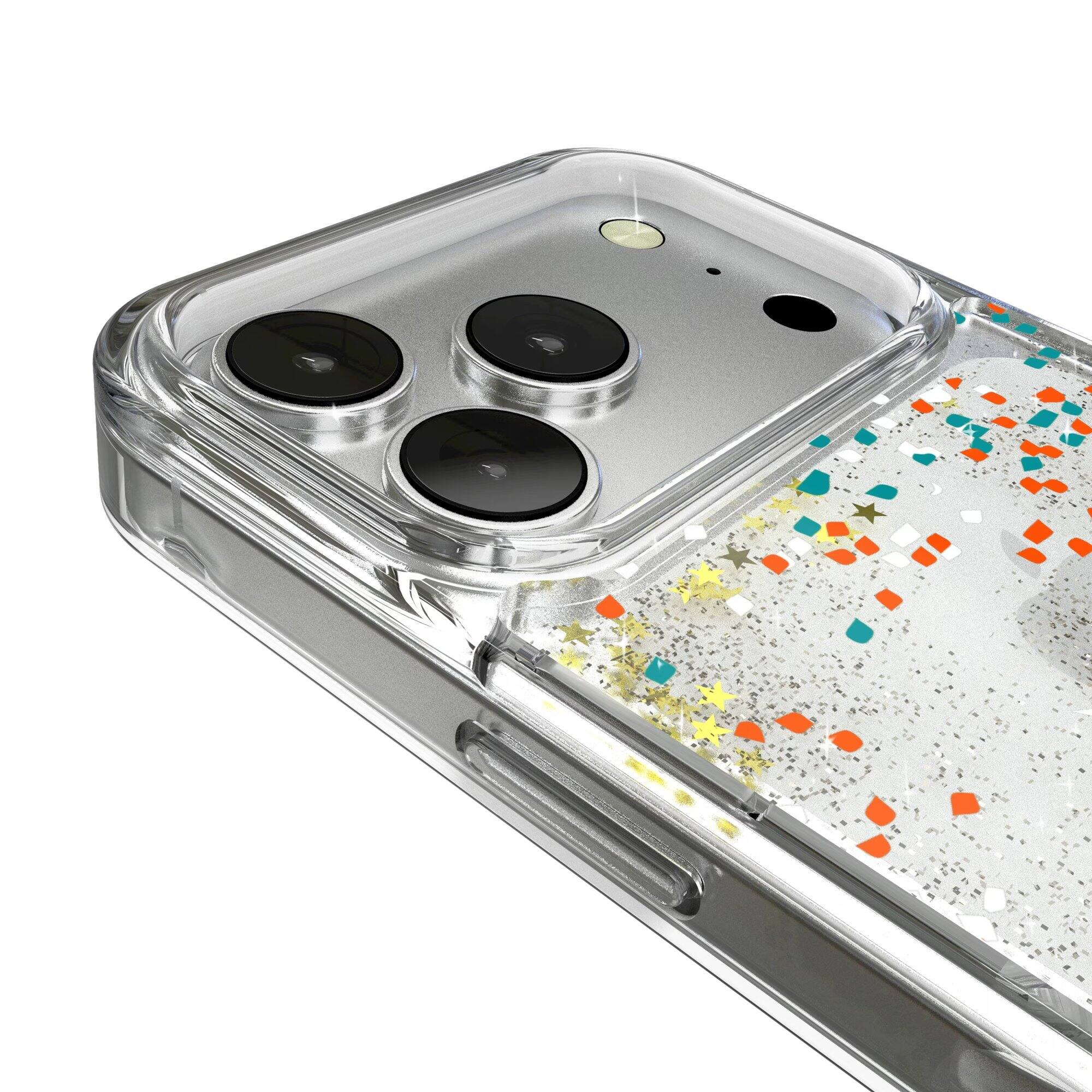Alt View 2. Keyscaper - Miami Dolphins iPhone Glitter Case with Confetti Design - 16 Pro Max - Multicolor.