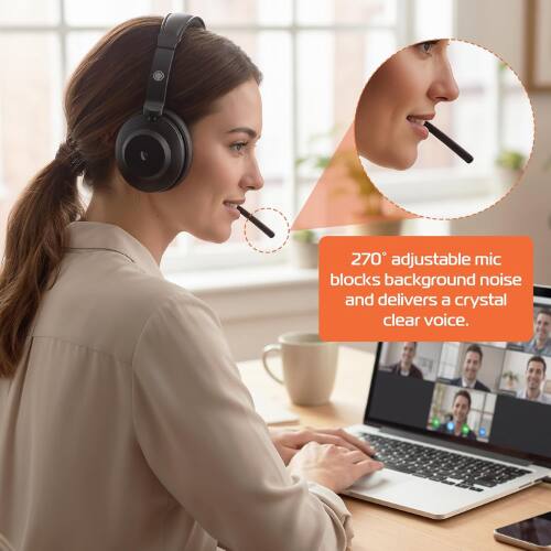 270° adjustable mic blocks background noise and delivers a crystal clear voice.