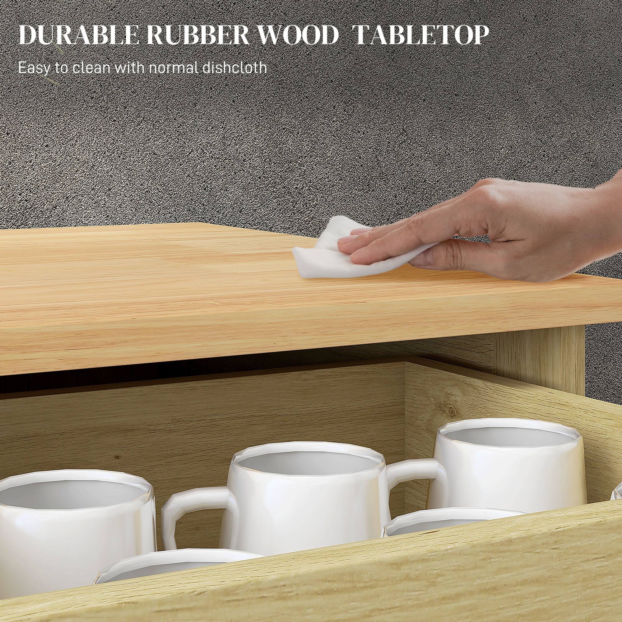 DURABLE RUBBER WOOD TABLETOP  
Easy to clean with normal dishcloth