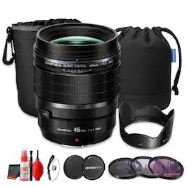 Bundle - OM System - M.Zuiko Digital ED 45mm f/1.2 PRO Portrait Lens Micro Four Thirds() - Black