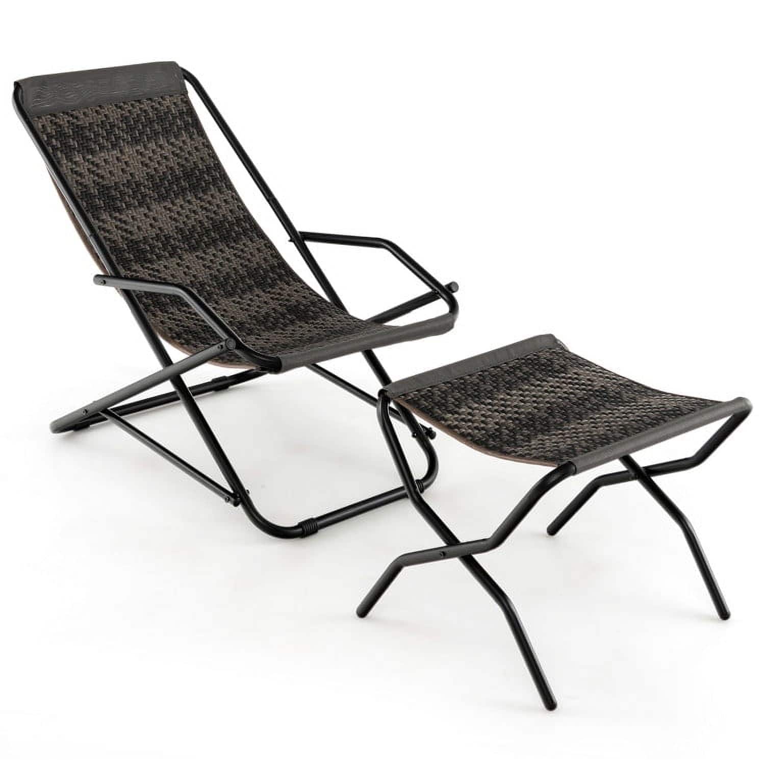 Kadyn - Patio Outdoor Cushion Outdoor Garden PE Wicker Rocking Chair with Armrests and Metal Frame Glider Chair Lawn - Gray