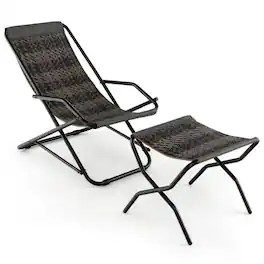 Kadyn - Patio Outdoor Cushion Outdoor Garden PE Wicker Rocking Chair with Armrests and Metal Frame Glider Chair Lawn - Gray