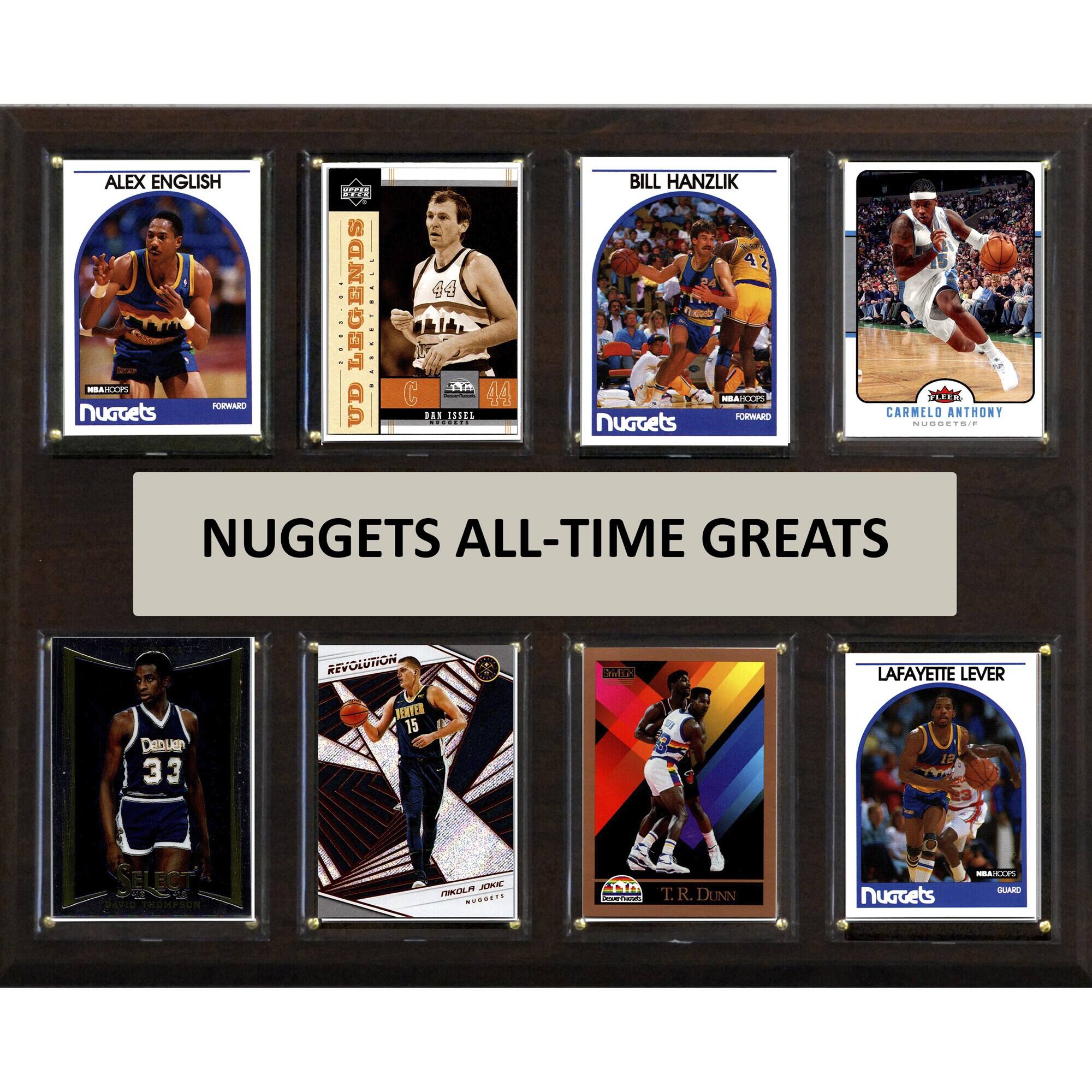 ALEX ENGLISH  
NUGGETS  
FORWARD  

LEGENDS UD  
44  
C  
44  

BILL HANZLIK  
NUGGETS  
FORWARD  

CARMELO ANTHONY  
NUGGETS  
ALL-TIME GREATS  

LAFAYETTE LEVER  
NUGGETS  
GUARD  

T. R. DUNN  
NUGGETS  
ALL-TIME GREATS