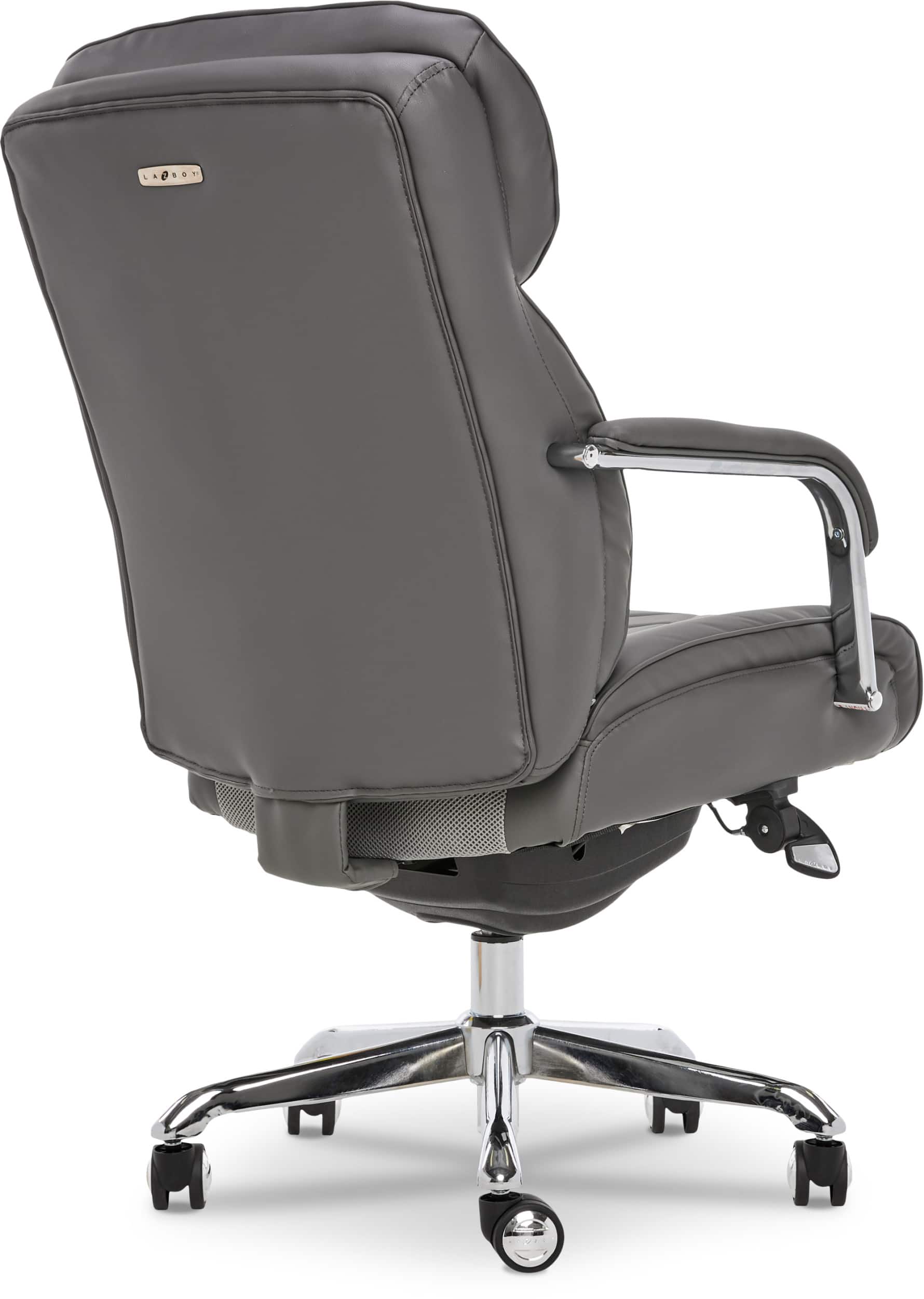 Alt View 20. La-Z-Boy - Comfort and Beauty Sutherland Diamond-Quilted Bonded Leather Office Chair - Moon Rock Gray.