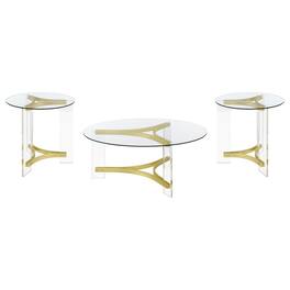 Coaster Co. of America - Janessa 3-piece Acrylic Coffee and End Table Set Matte Brass - Clear