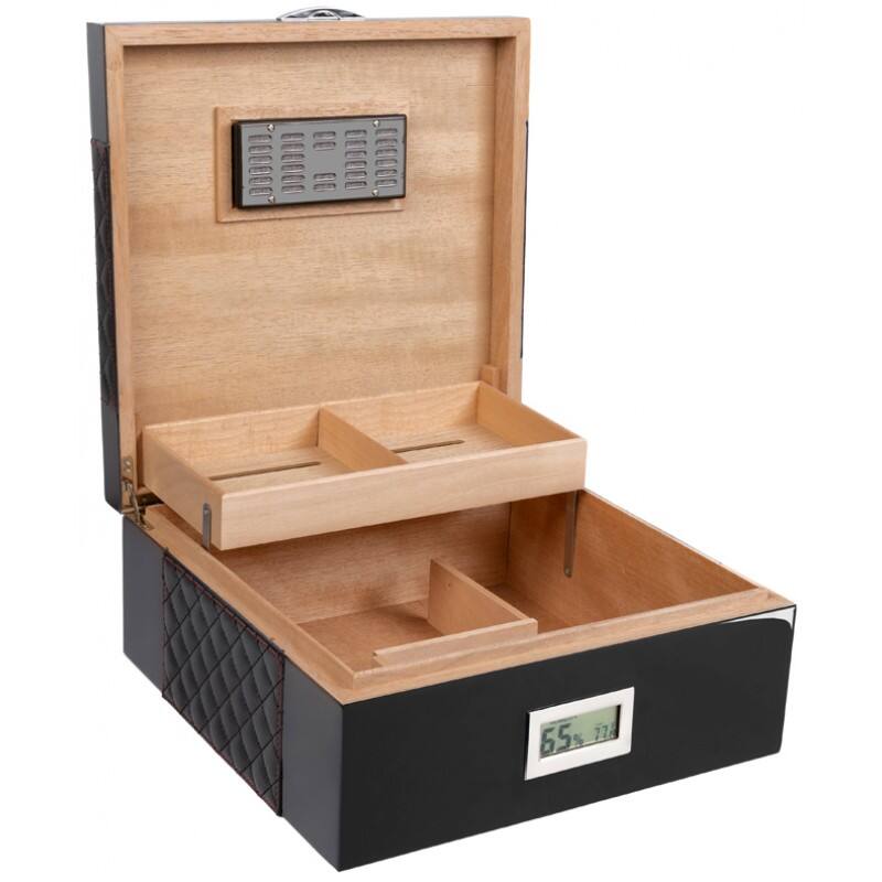 Alt View 7. Prestige - Hampton Black Cigar Humidor - Black Lacquer Finish.