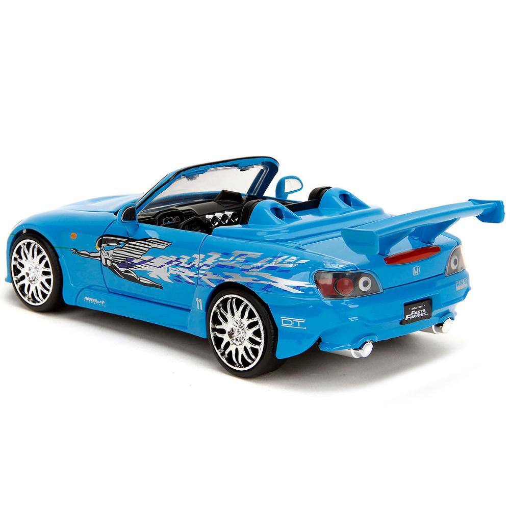 Alt View 1. Jada - 2001 Honda S2000 Convertible Blue with Graphics "Fast & Furious Remix" Series 1/24 - Blue.